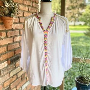 Boho Embroidered Peasant Top